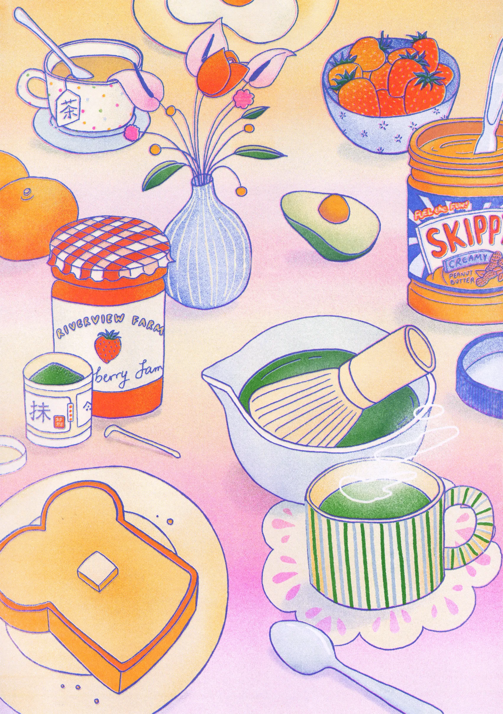 Breakfast, risograph print